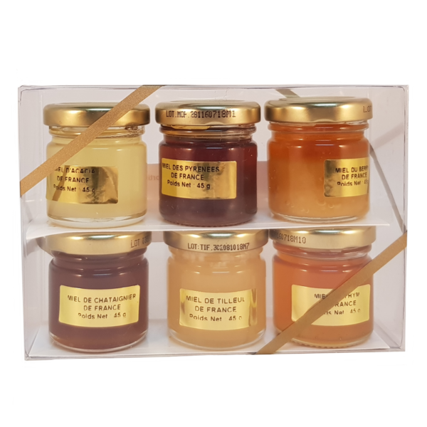 lot de dégustation de 6 miels monofloraux
