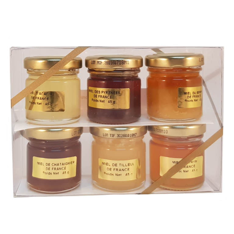 lot de dégustation de 6 miels monofloraux